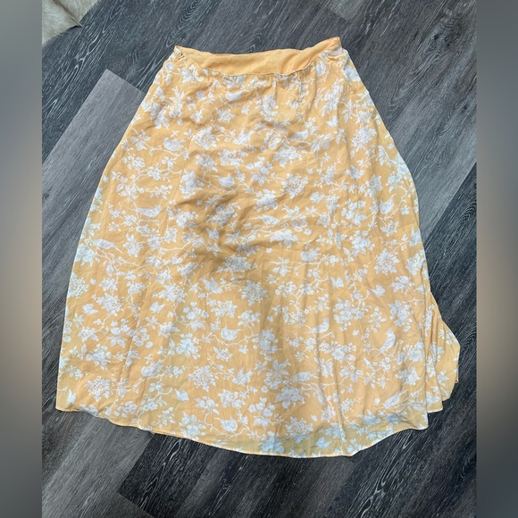 Abercrombie & Fitch Womens Floral Bird Wrap Maxi Skirt Yellow XL - Picture 7 of 8